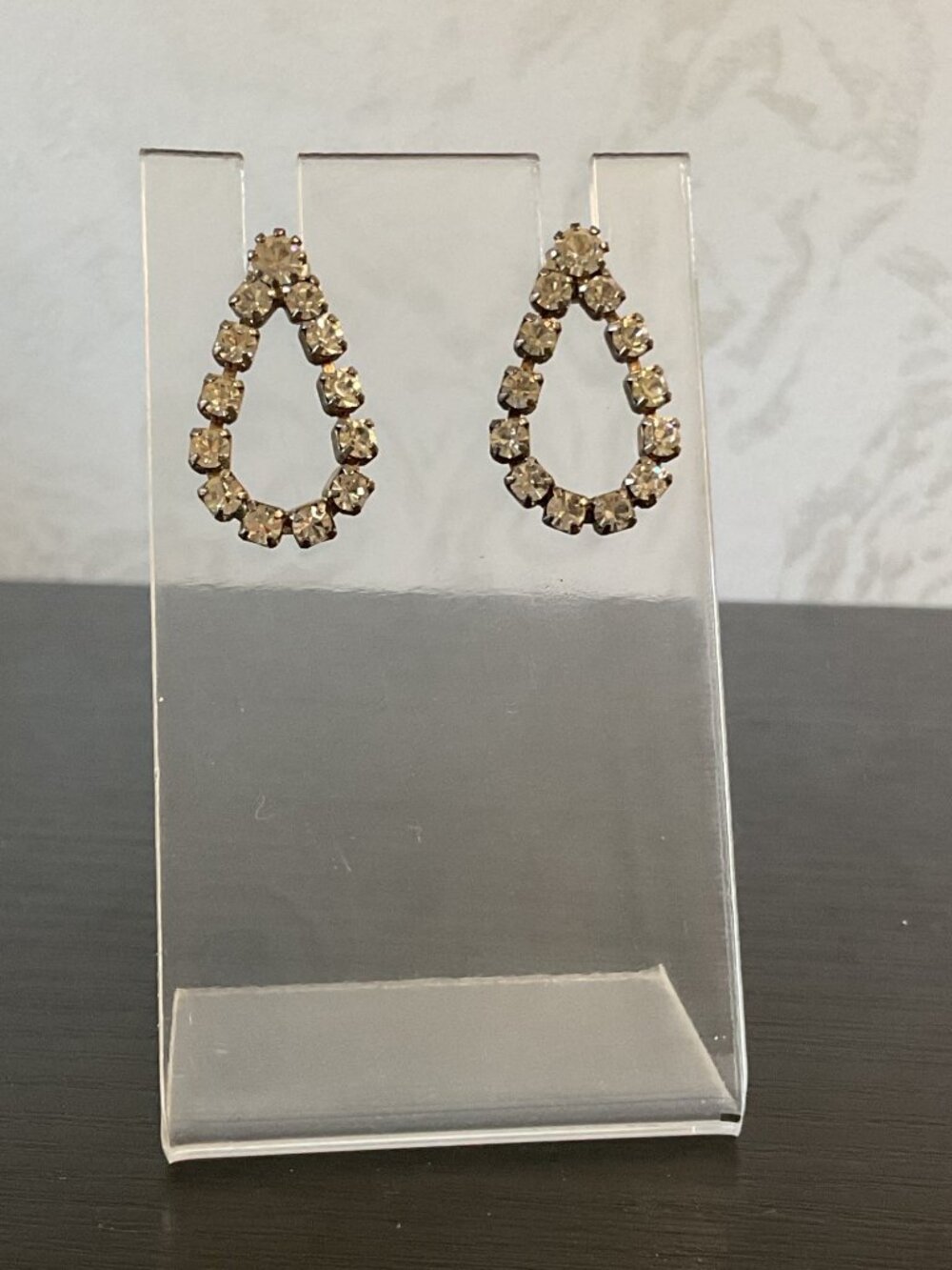 Rhinestone Teardrop Open Hoop Earrings Y2K Grunge Goth Alt Cyber Punk